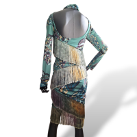 Vestido Emilio Pucci Franjas Verde Estampado - 36