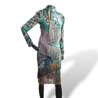 Vestido Emilio Pucci Franjas Verde Estampado - 36