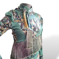 Vestido Emilio Pucci Franjas Verde Estampado - 36