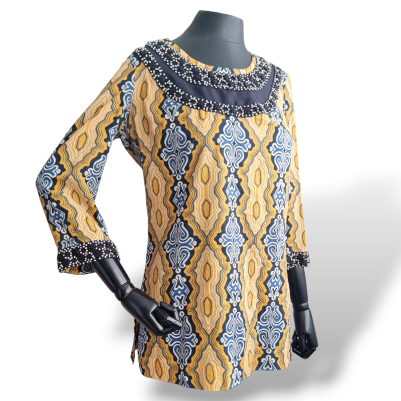 Blusa Tory Burch Estampada com Pedraria  Blusa Tory Burch Estampada com Pedraria
