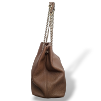 Bolsa Gucci Soho Chain Tote Marrom com Ferragem Dourada