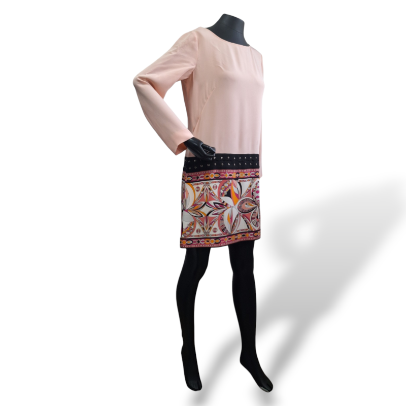 Vestido Emilio Pucci Pêssego com Barra Estampada - 40