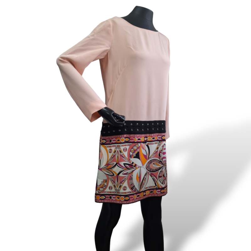 Vestido Emilio Pucci Pêssego com Barra Estampada - 40