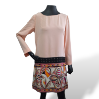Vestido Emilio Pucci Pêssego com Barra Estampada - 40