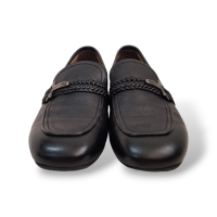 Sapato Salvatore Ferragamo Preto com Fivela e Tressê - 39
