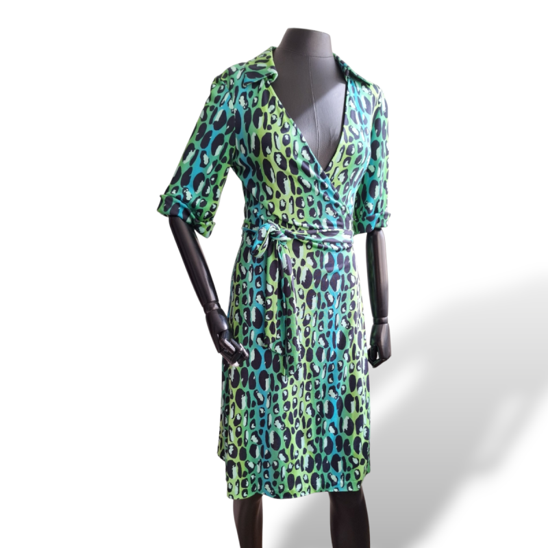 Vestido Diane Von Furstenberg Verde Estampado-40 Vestido Diane Von Furstenberg Verde Estampado-40
