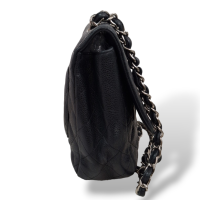 Bolsa Chanel Clássica Jumbo Single Flap Caviar Preta com Ferragens Prata