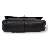 Bolsa Chanel Clássica Jumbo Single Flap Caviar Preta com Ferragens Prata