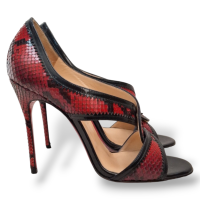 Sandália Christian Louboutin Python Vermelha e Preta - 35