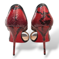 Sandália Christian Louboutin Python Vermelha e Preta - 35