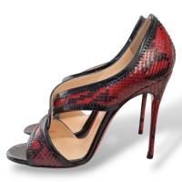Sandália Christian Louboutin Python Vermelha e Preta - 35