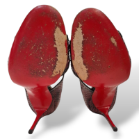 Sandália Christian Louboutin Python Vermelha e Preta - 35