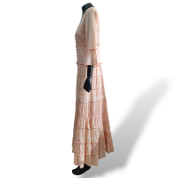 Vestido Nammos Pêssego Bordado Longo - P