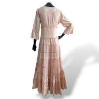 Vestido Nammos Pêssego Bordado Longo - P