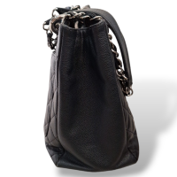 Bolsa Chanel Shopper Preta Caviar Com Ferragem Prata