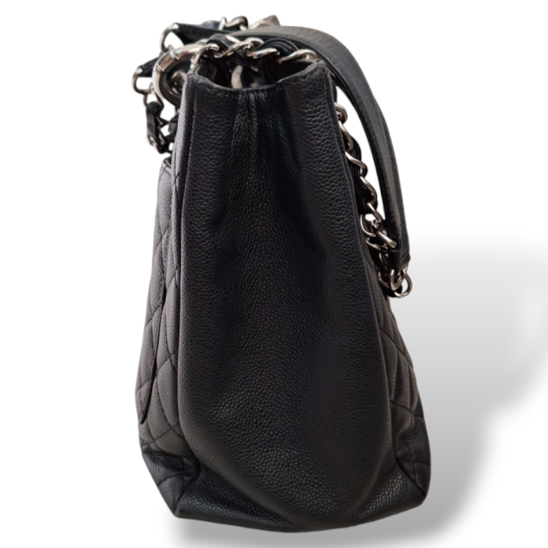 Bolsa Chanel Shopper Preta Caviar Com Ferragem Prata Bolsa Chanel Shopper Preta Caviar Com Ferragem Prata