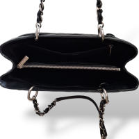 Bolsa Chanel Shopper Preta Caviar Com Ferragem Prata