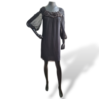 Vestido Catherine Malandrino Embellished Preto Seda-38