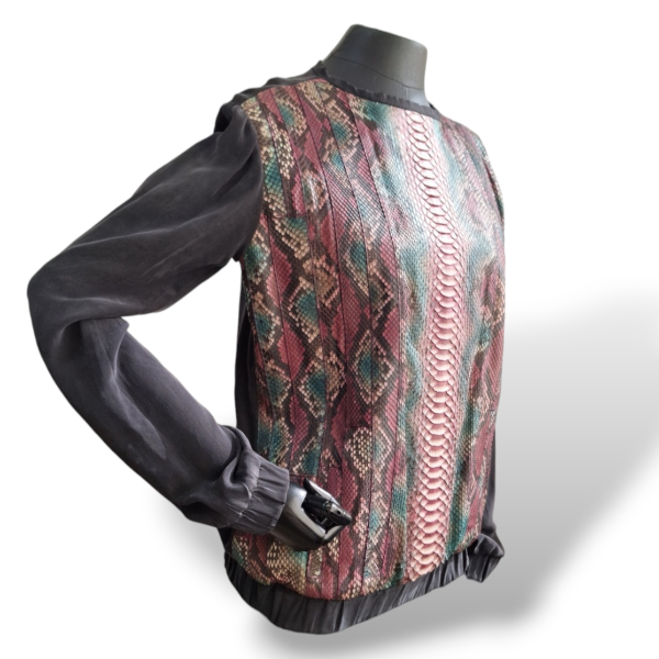 Blusa Patricia Motta de Seda com Couro de Python - 38