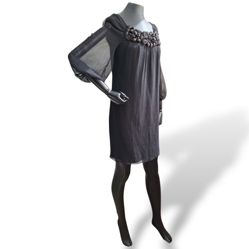 Vestido Catherine Malandrino Embellished Preto Seda-38 Vestido Catherine Malandrino Embellished Preto Seda-38