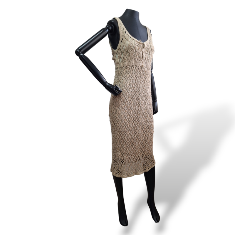 Vestido Alberta Ferretti Crochê Bege - P Vestido Alberta Ferretti Crochê Bege - P
