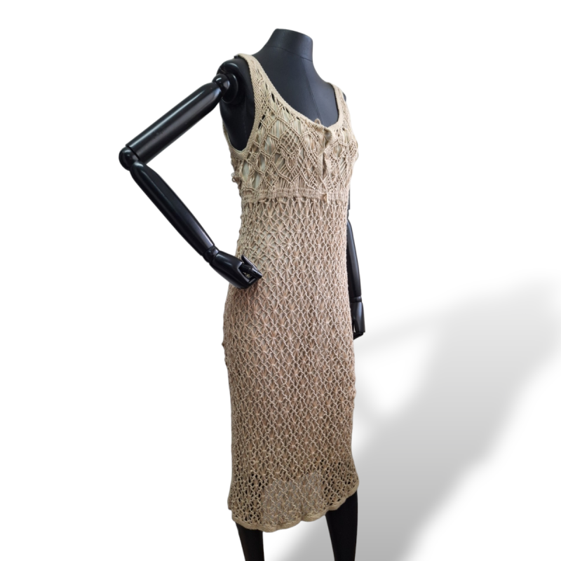 Vestido Alberta Ferretti Crochê Bege - P