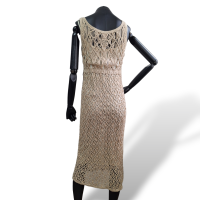 Vestido Alberta Ferretti Crochê Bege - P