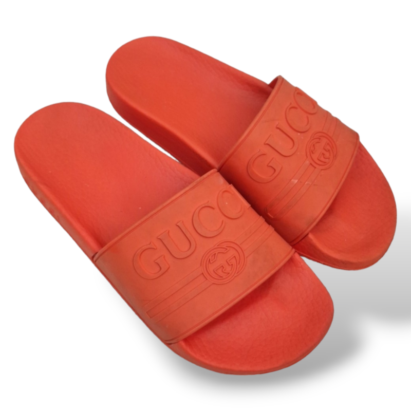 Chinelo Gucci Laranja em Borracha - 34