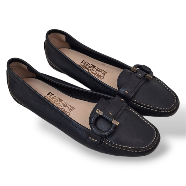 Mocassim Salvatore Ferragamo Azul Marinho-35,5