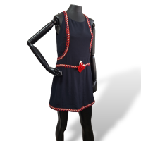 Vestido Chanel Azul Marinho C/ Detalhes Vermelho-38