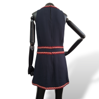 Vestido Chanel Azul Marinho C/ Detalhes Vermelho-38