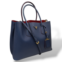 Bolsa Prada Double Saffiano Azul Média