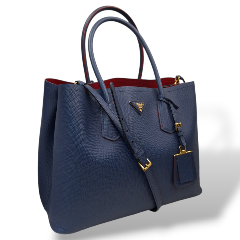 Bolsa Prada Double Saffiano Azul Média Bolsa Prada Double Saffiano Azul Média