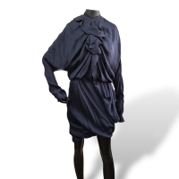 Vestido Lanvin Azul Marinho Seda-36