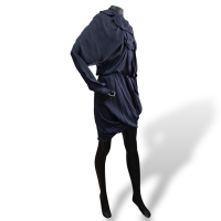 Vestido Lanvin Azul Marinho Seda-36