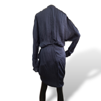 Vestido Lanvin Azul Marinho Seda-36