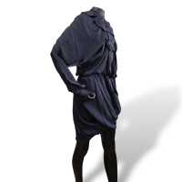 Vestido Lanvin Azul Marinho Seda-36