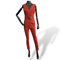 Macacão Paula Raia Vermelho c/ preto - Na Etiqueta-36