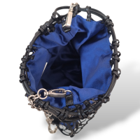 Bolsa Prada Rete Stampato Bocche Tote Azul com Preto