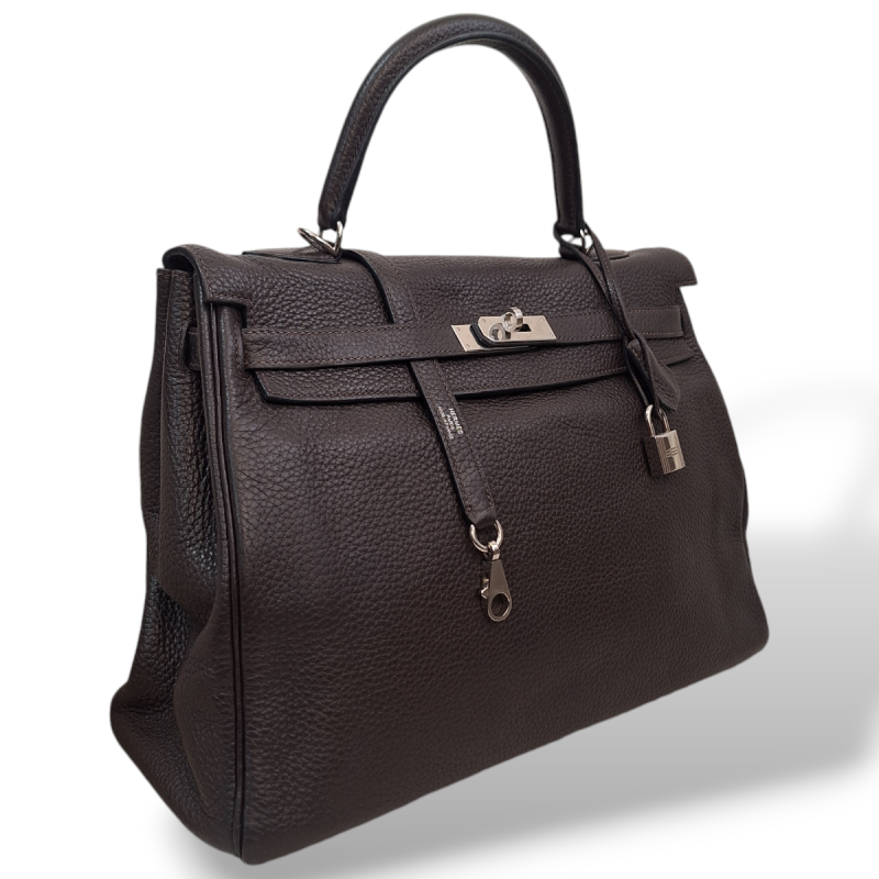 Bolsa Hermès Kelly 35 Marrom - Ferragens Palladium