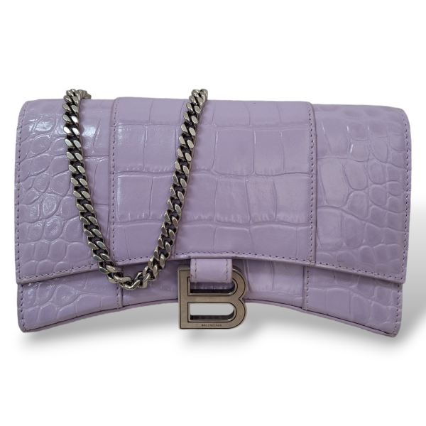 Bolsa Balenciaga Hourglass Croco Lilás Bolsa Balenciaga Hourglass Croco Lilás