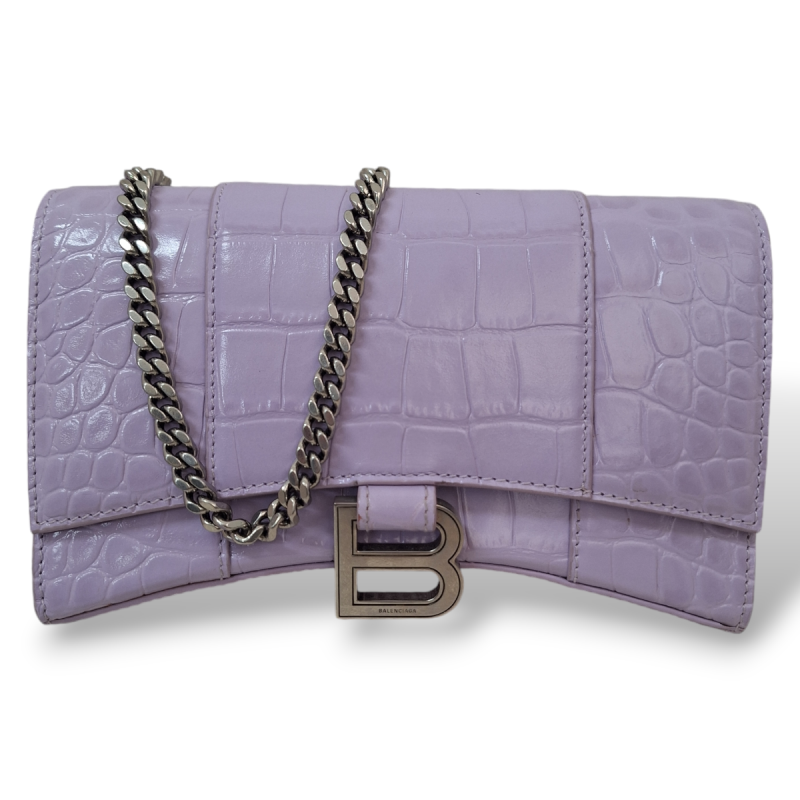 Bolsa Balenciaga Hourglass Croco Lilás Bolsa Balenciaga Hourglass Croco Lilás