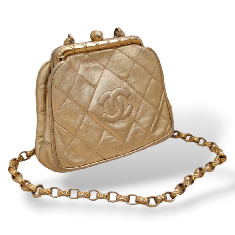 Bolsa Chanel Dourada CC Vintage Dourado