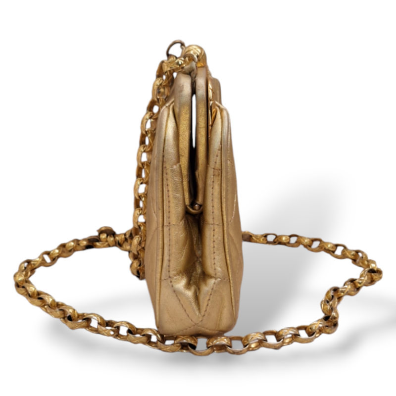 Bolsa Chanel Dourada CC Vintage Dourado