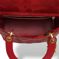 Bolsa Christian Dior Lady Dior Supple Studded Média Vermelha 