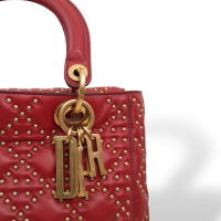 Bolsa Christian Dior Lady Dior Supple Studded Média Vermelha 