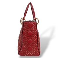 Bolsa Christian Dior Lady Dior Supple Studded Média Vermelha 