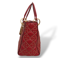 Bolsa Christian Dior Lady Dior Supple Studded Média Vermelha 