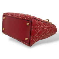 Bolsa Christian Dior Lady Dior Supple Studded Média Vermelha 