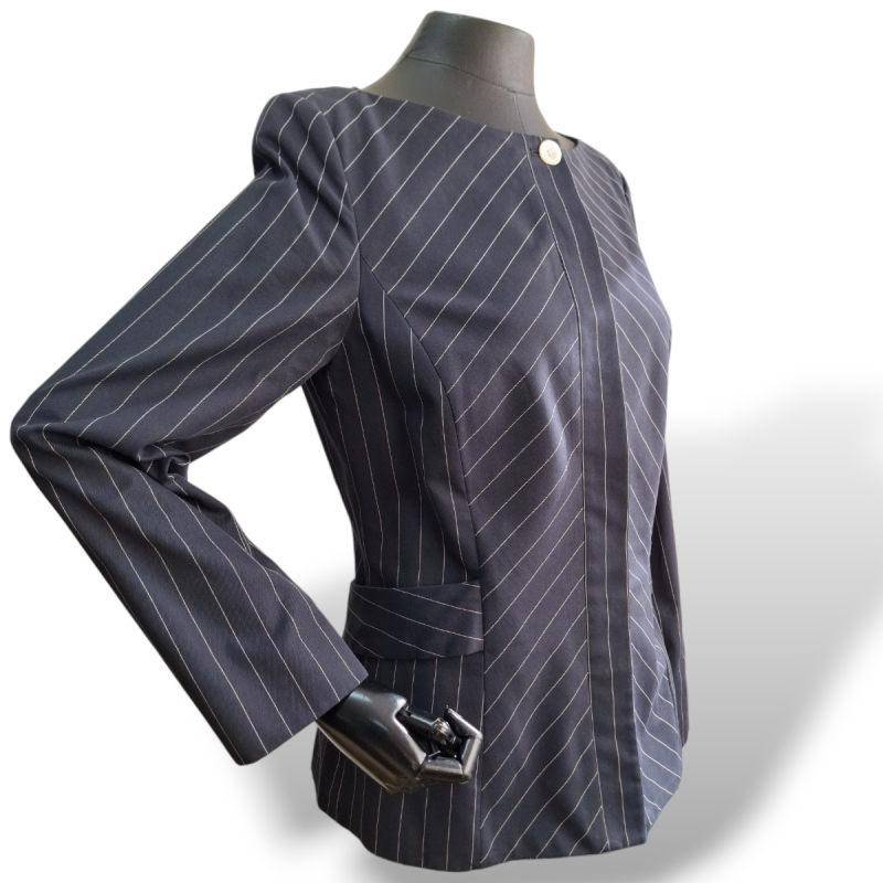 Blazer Carolina Herrera Azul Marinho Listrado -42